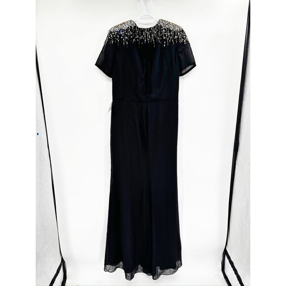 Mac Duggal 55704 Black Sequined Embellished Shoulder Evening Gown 16 NEW - Picture 7 of 9